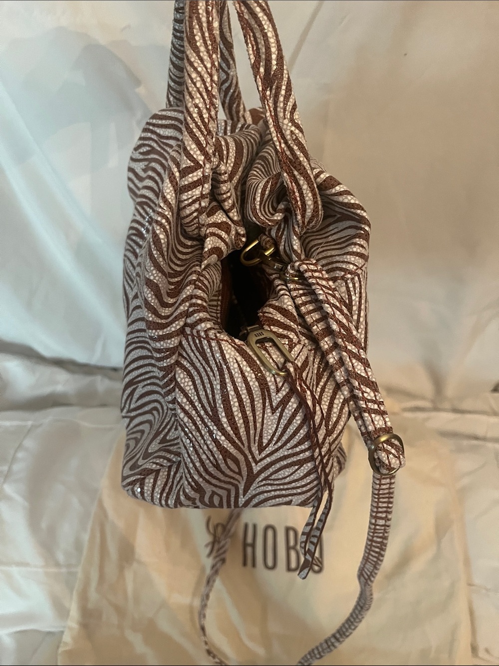 HOBO Brown and White Zebra-Print Hobo Tote - Picture 3 of 16